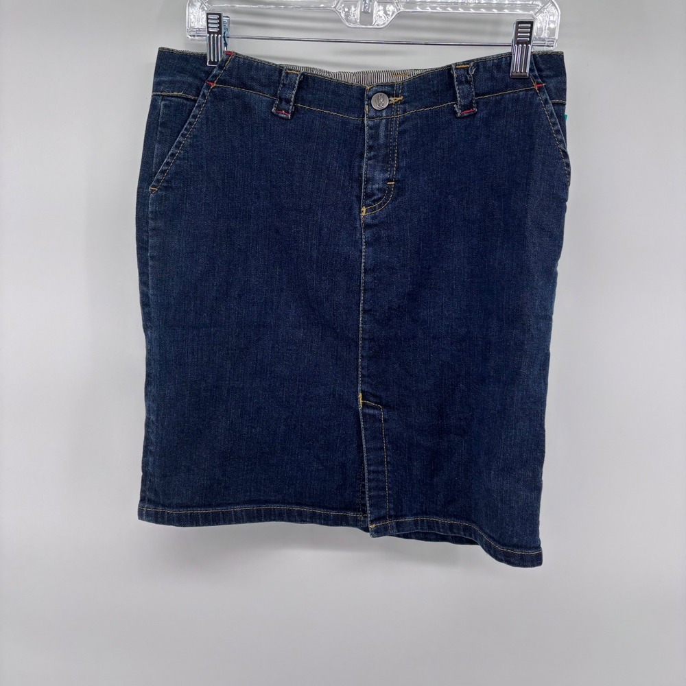 Lacoste Dark Wash Denim Skirt Women's Knee Length Pencil‎ Skirt Classic